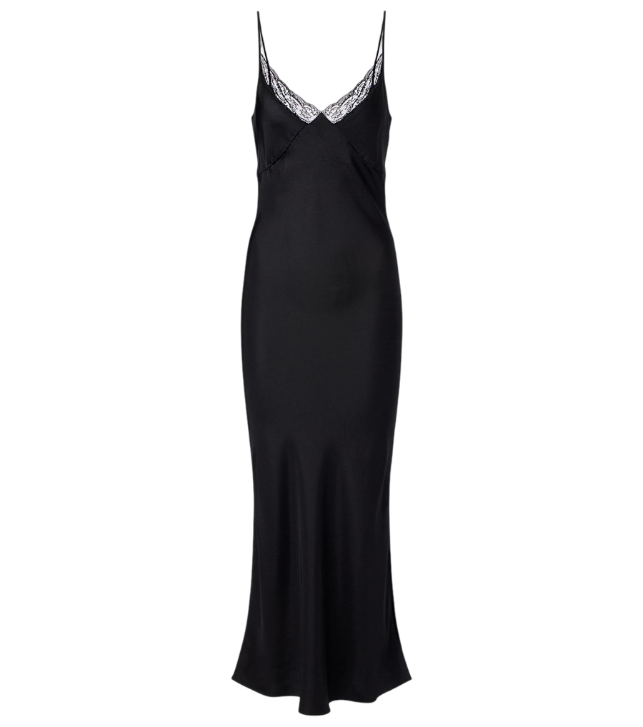 The Row Barina lace-trimmed silk slip dress