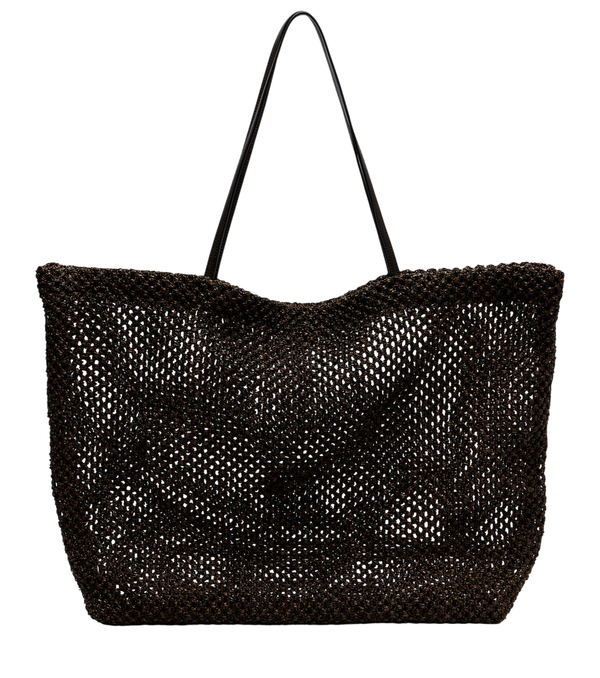 The Row Barn Medium leather-trimmed mesh tote bag