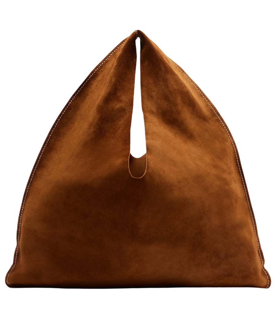 The Row Bindle Small suede top-handle bag