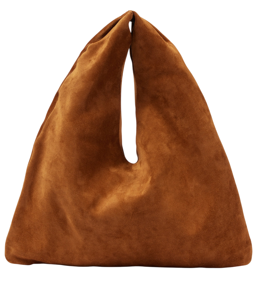 The Row Bindle Small suede tote bag