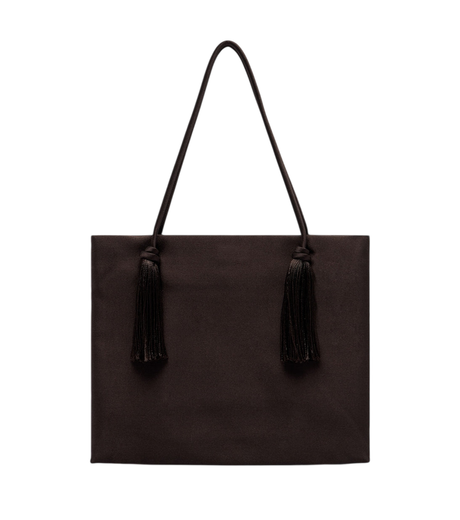 The Row Cecily Tassel silk duchesse top-handle bag