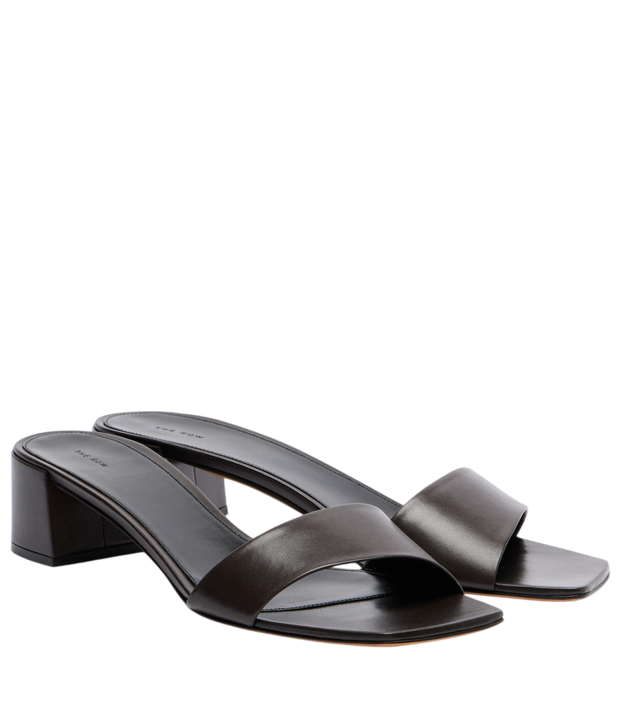 The Row Mules in pelle color cioccolato