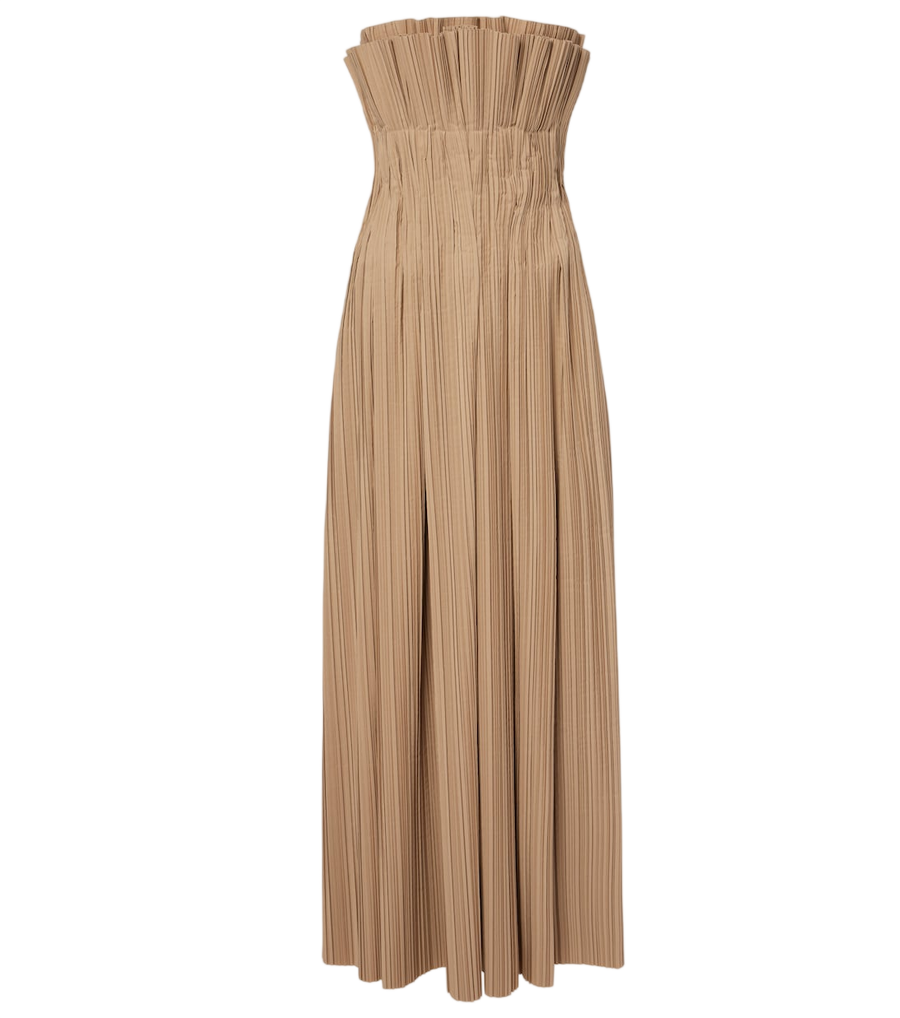 The Row Cristel pleated poplin bustier gown