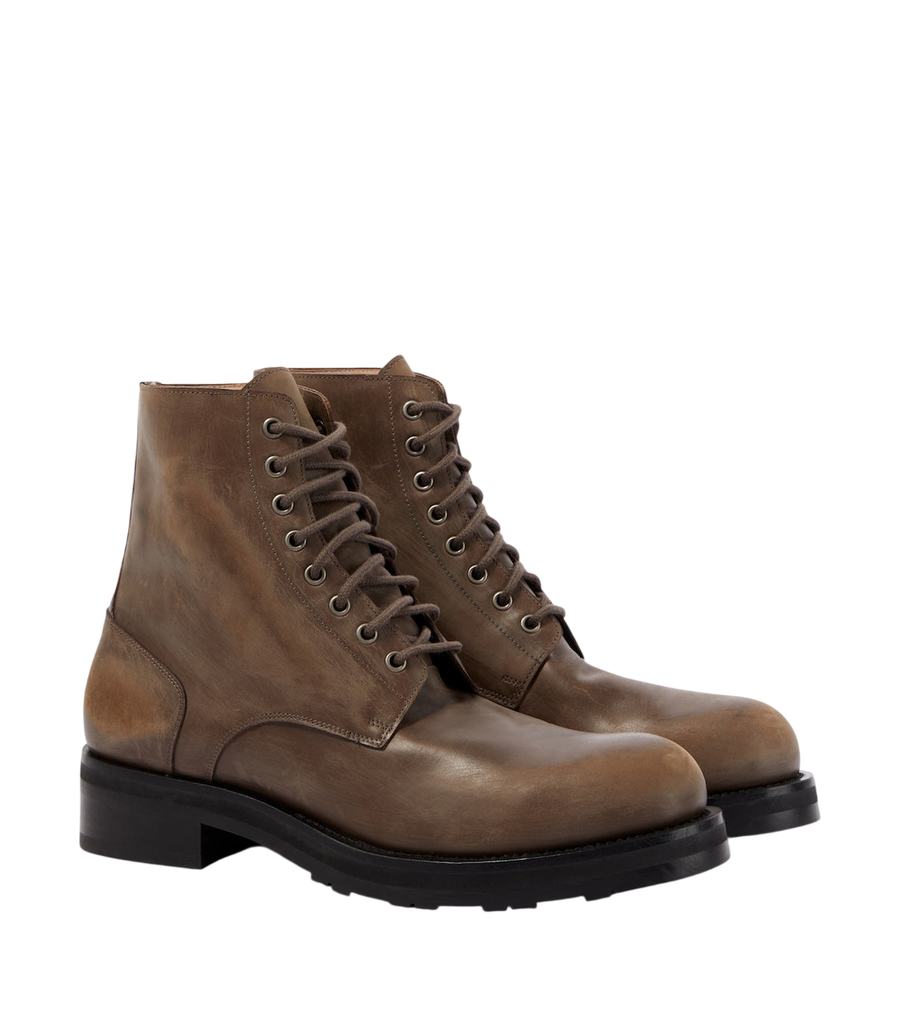The Row Distressed leather combat boots