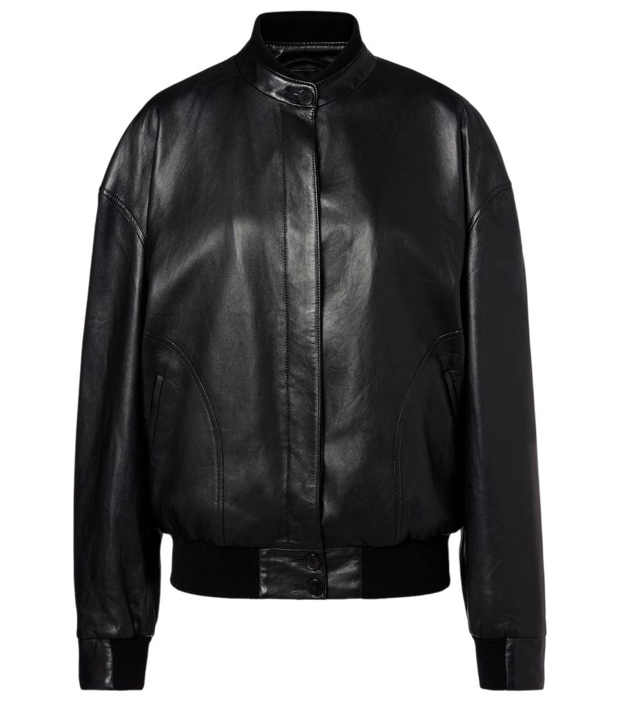 The Row Eleonora leather bomber jacket