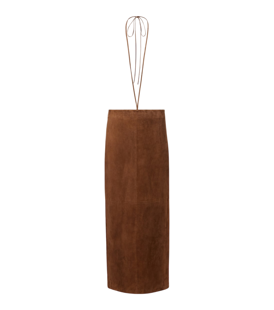 The Row Erina suede pencil skirt