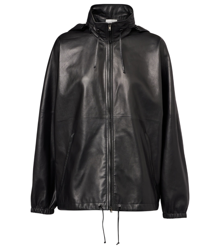 The Row Jilly oversized leather bomber jacket