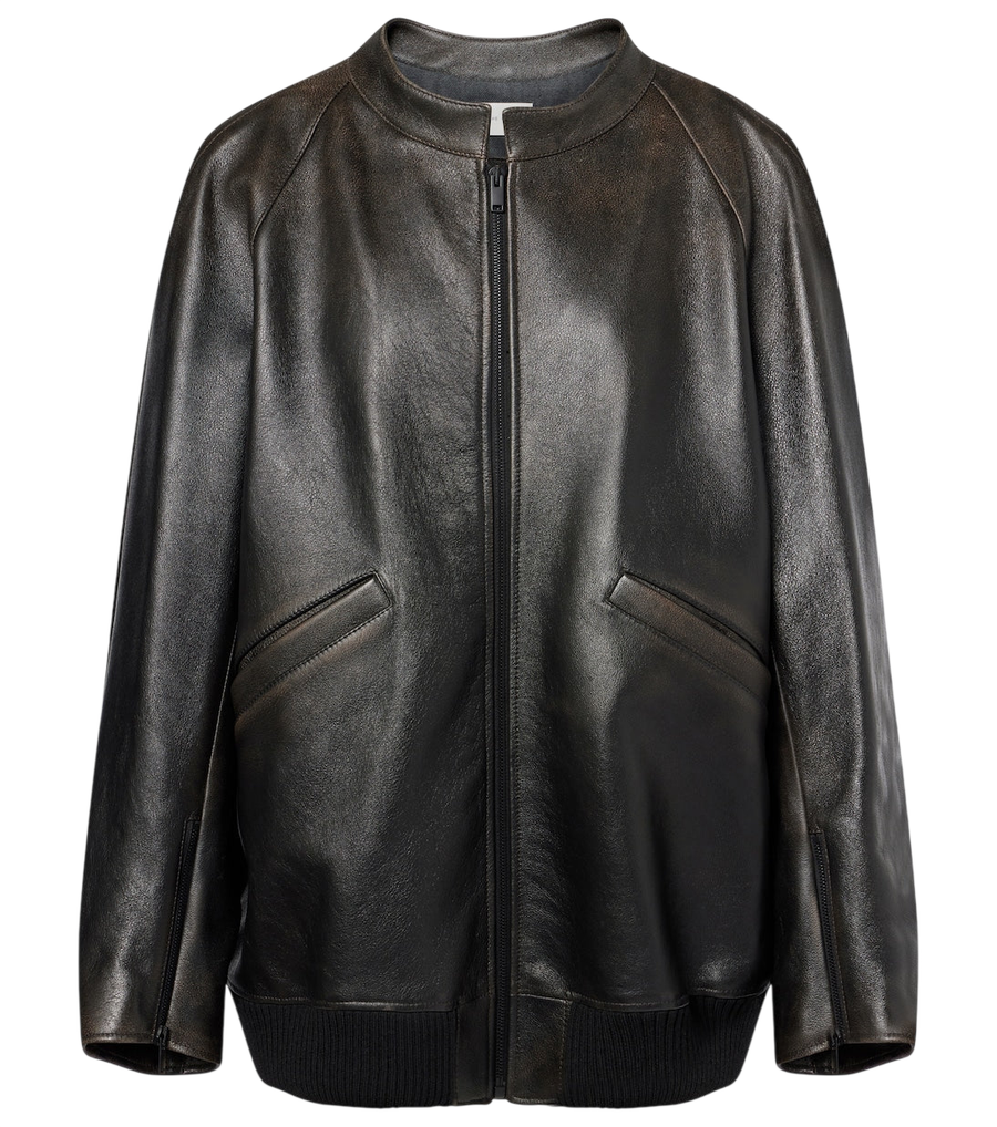 The Row Kengia leather bomber jacket