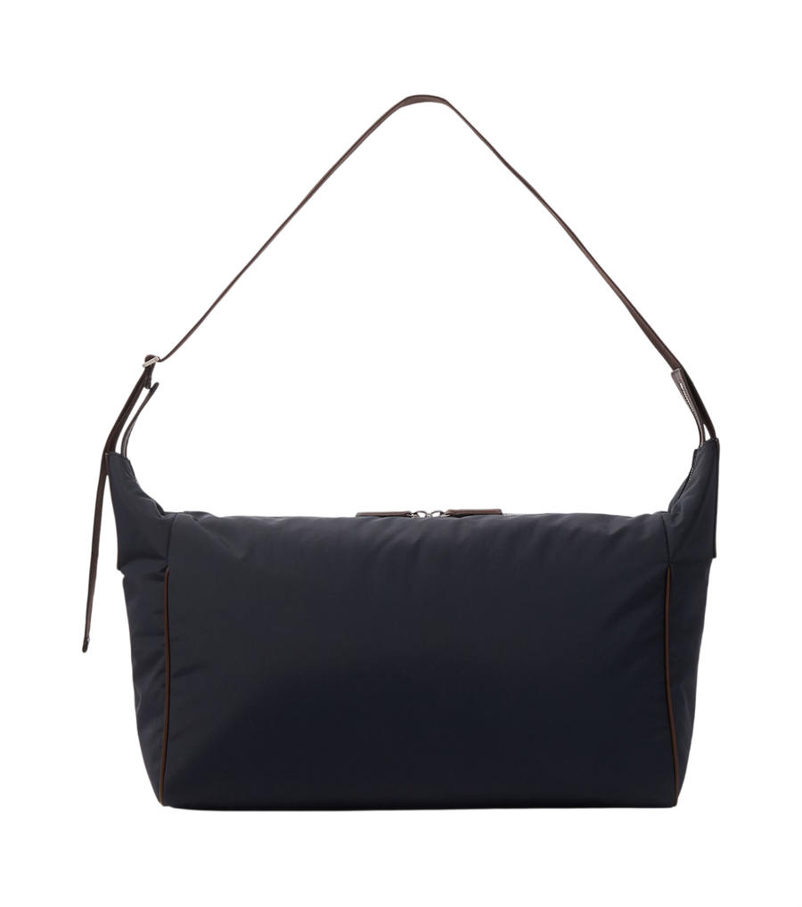 The Row Logan E/W leather-trimmed crossbody bag