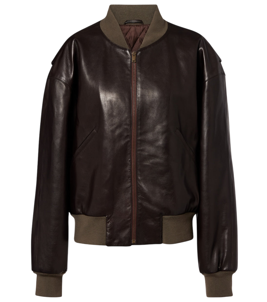 The Row Morisel leather bomber jacket