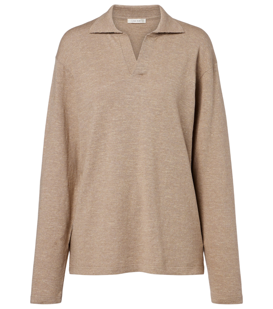 The Row Niosa cotton and linen polo sweater