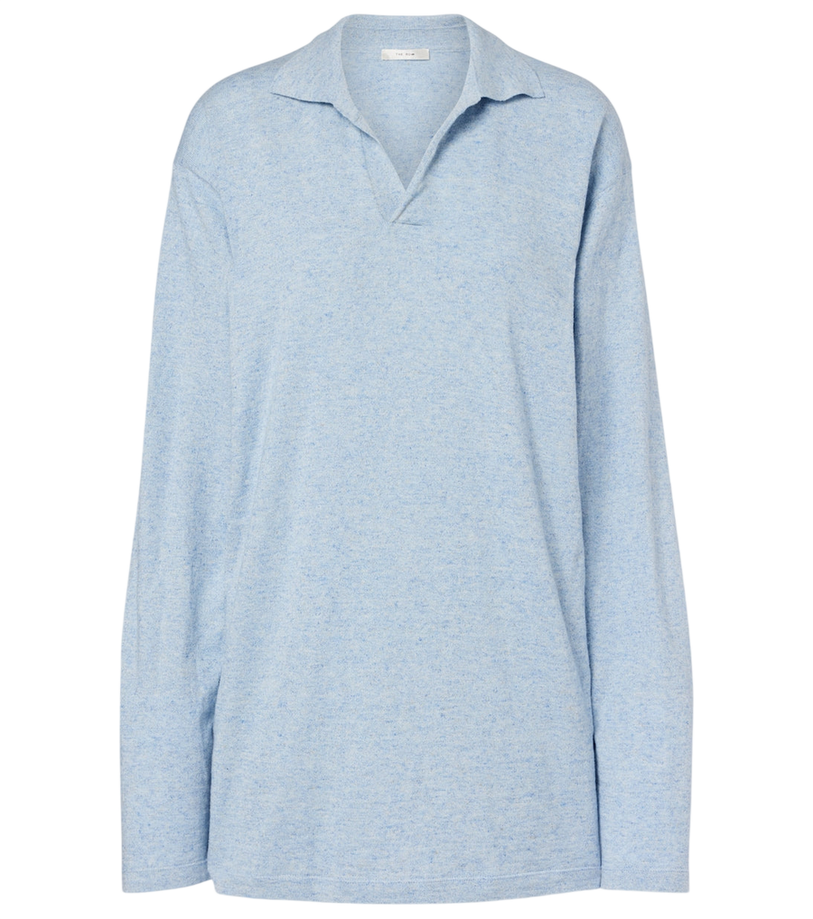The Row Niosa cotton and linen polo sweater