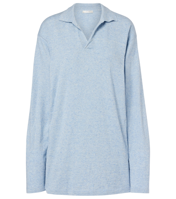 The Row Niosa cotton and linen polo sweater