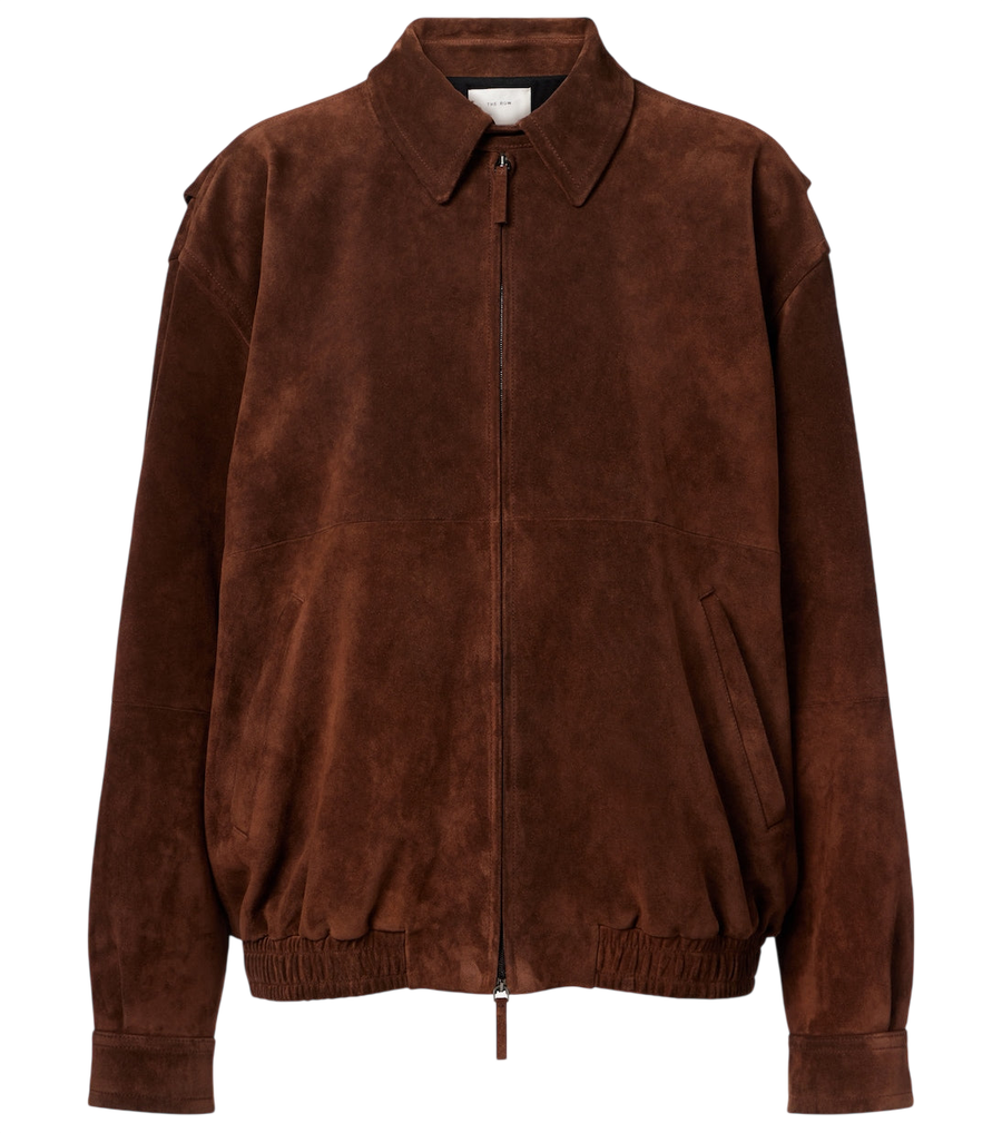 The Row Roana suede bomber jacket