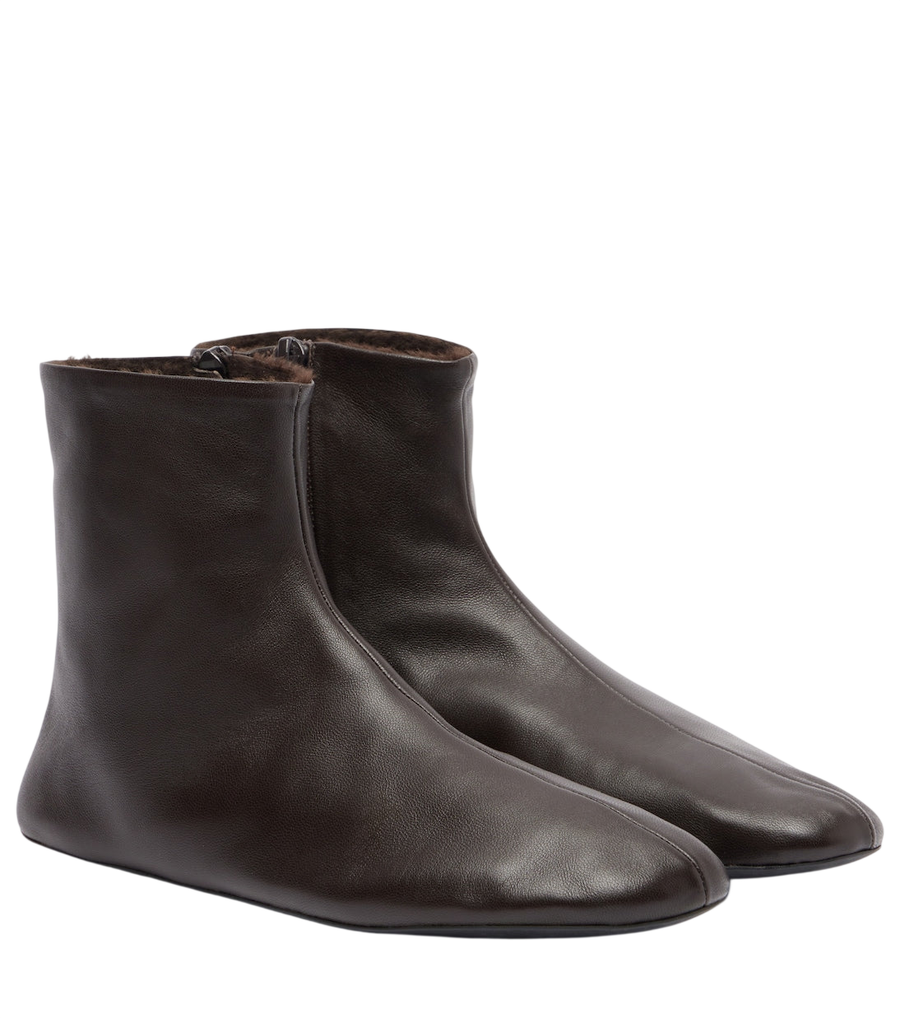 The Row Stella shearling-lined leather ankle boots