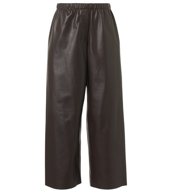 The Row Yani mid-rise leather wide-leg pants