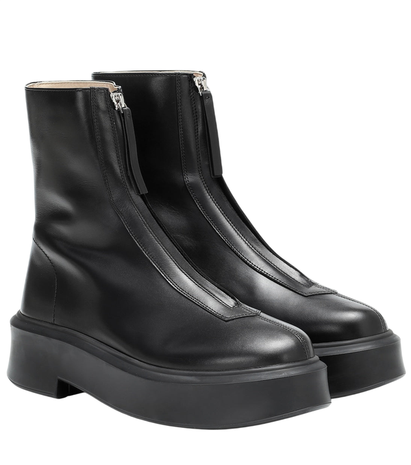 The Row Zipped 1 leather ankle boots