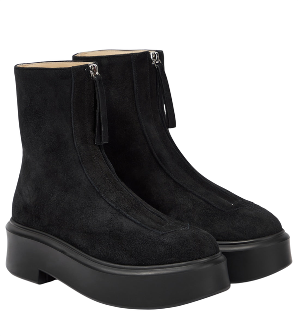 The Row Zipped suede ankle boots