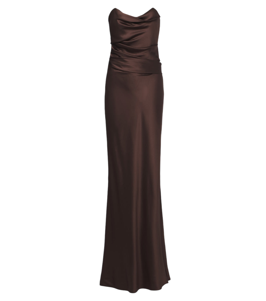 The Sei Draped silk charmeuse bustier gown