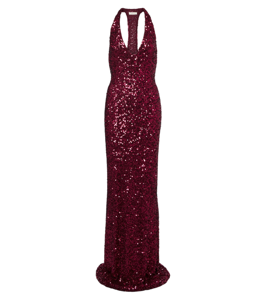 Vestido largo de lentejuelas con cuello halter de The Sei