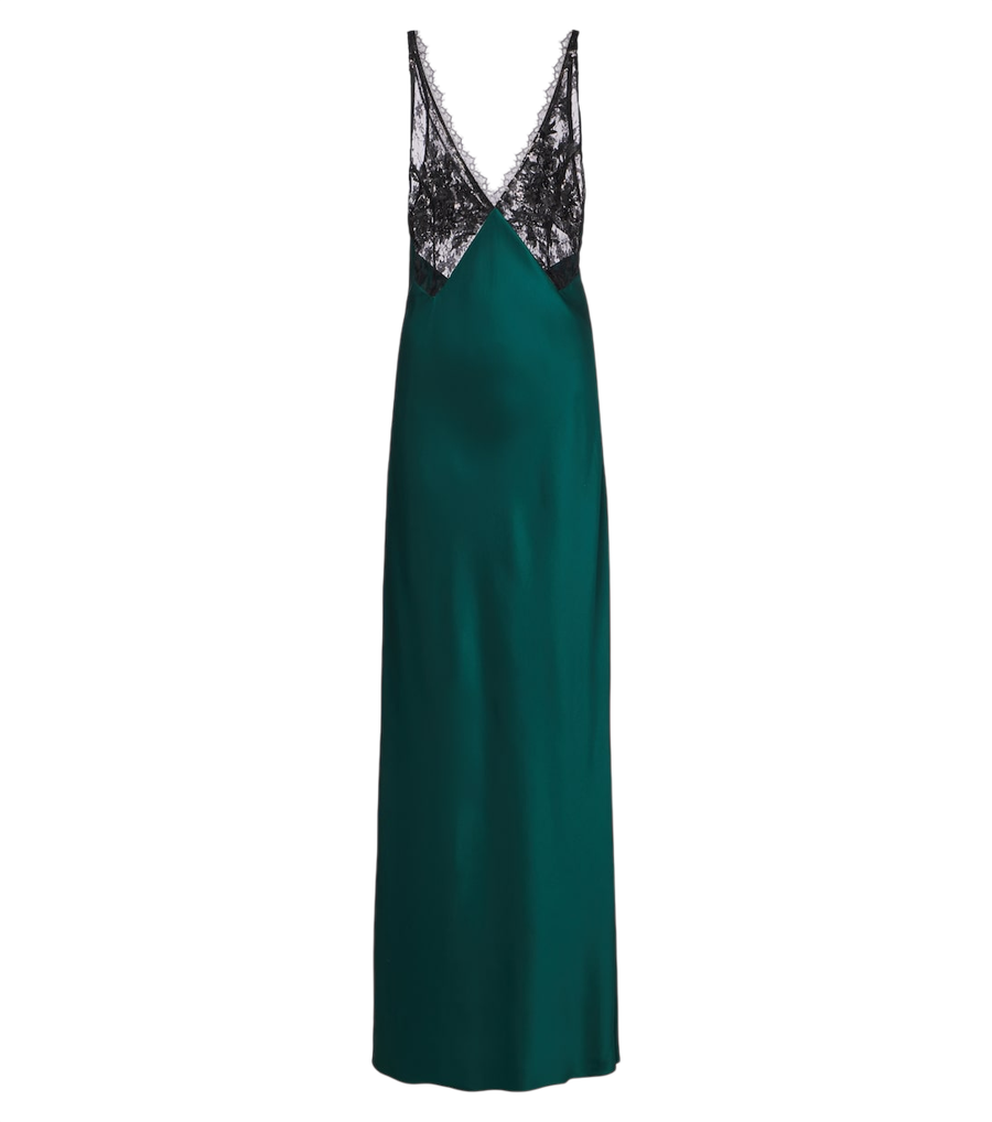 The Sei Sequined lace-trimmed silk satin gown