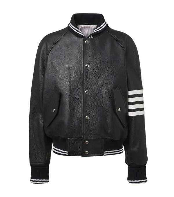 Thom Browne 4-Bar leather bomber jacket