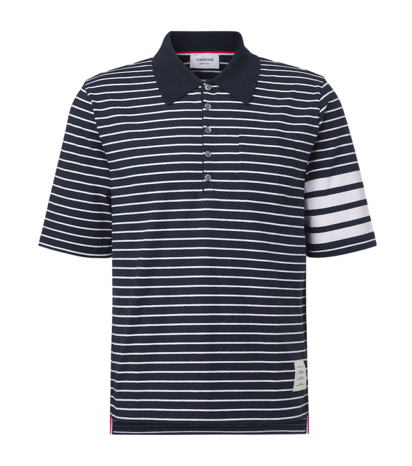 Thom Browne 4-Bar striped cotton polo shirt