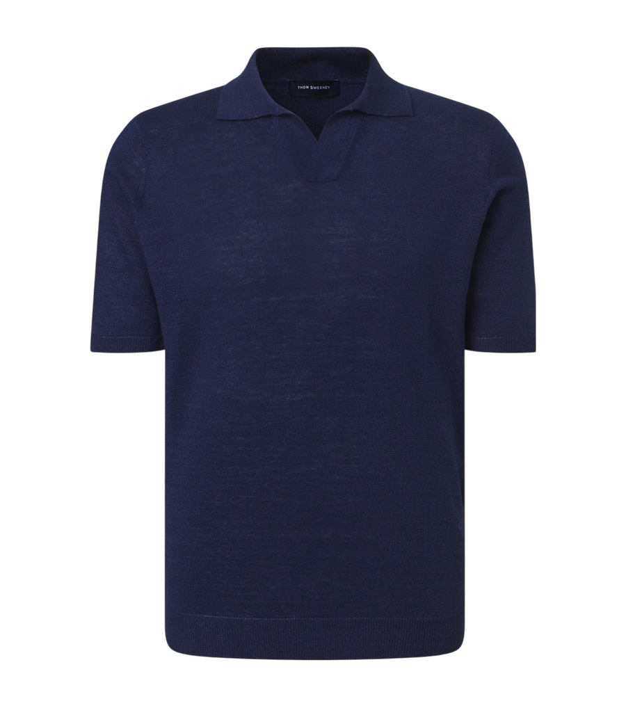 Thom Sweeney Linen and cotton polo shirt