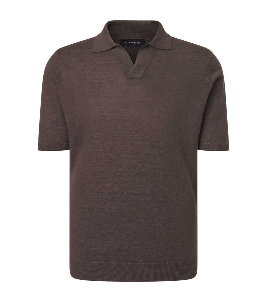 Thom Sweeney Linen and cotton polo shirt