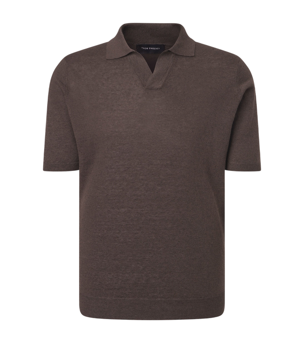 Thom Sweeney Linen and cotton polo shirt