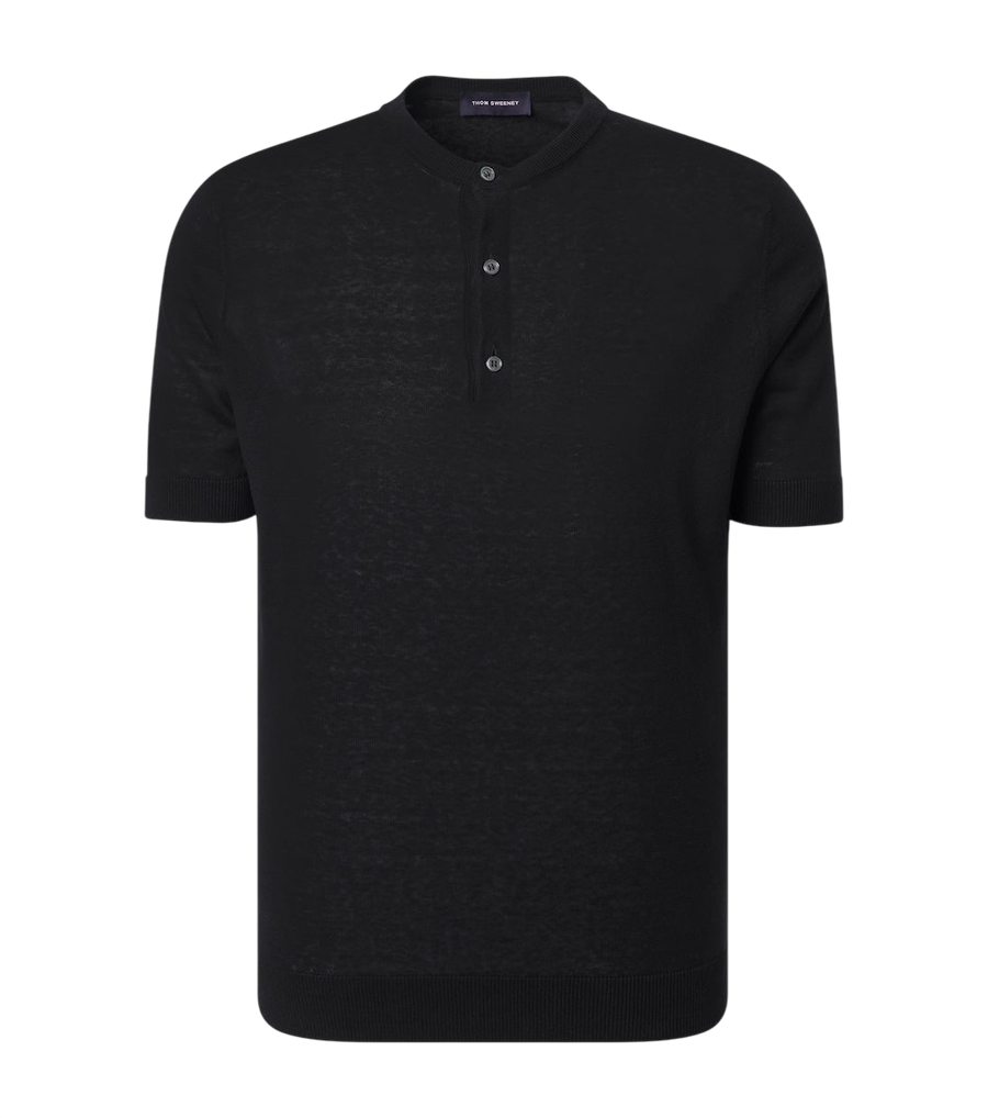 Thom Sweeney Silk and linen Henley shirt