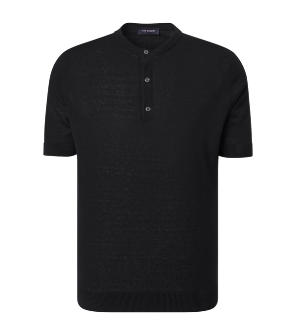Thom Sweeney Silk and linen Henley shirt