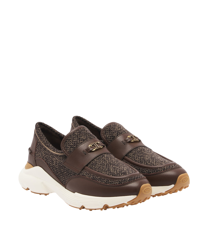 Tod's Leather-trimmed knitted slip-on shoes [white-bg-v2:034c7f51-a7fa-4efb-a861-7b53f3385c22]