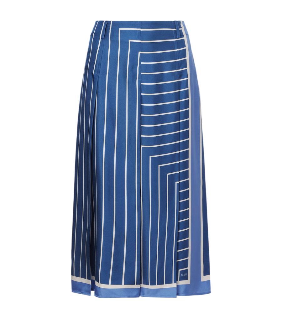 Falda midi de seda a rayas de Tod's