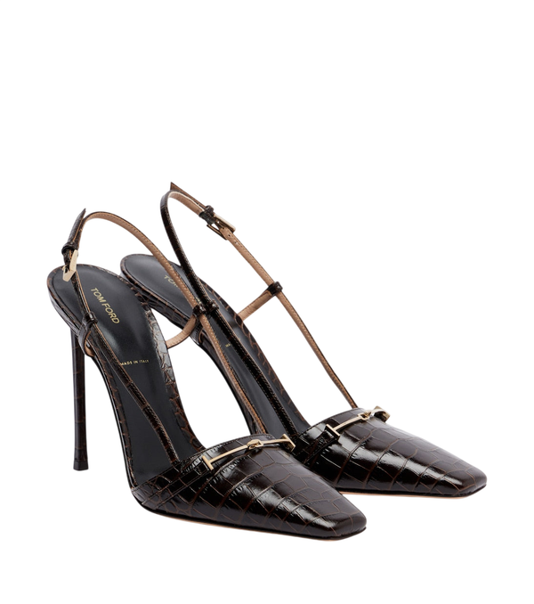 Tom Ford Arc croc-effect leather slingback pumps