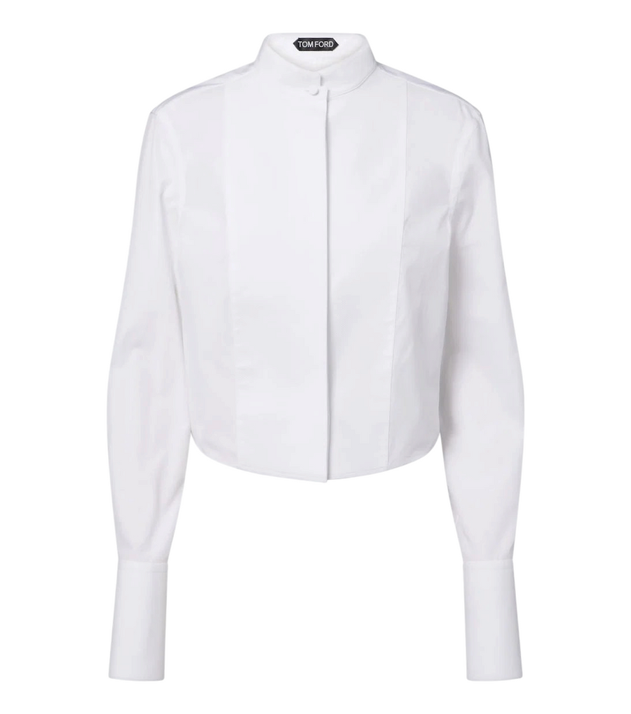 Tom Ford Cropped cotton poplin tuxedo shirt
