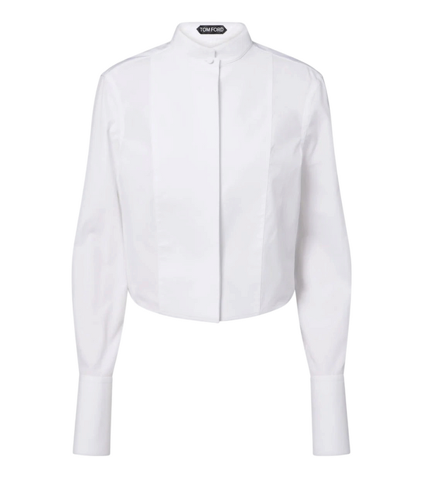 Tom Ford Cropped cotton poplin tuxedo shirt
