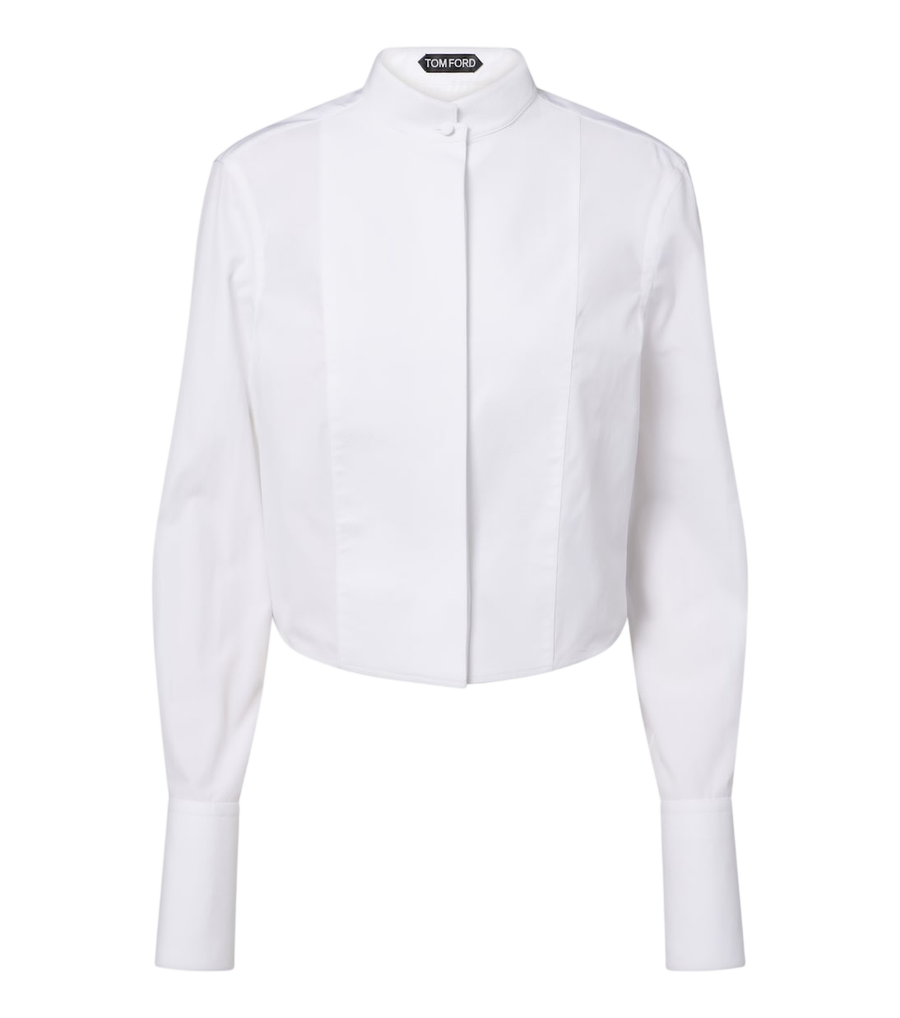 Chemise de smoking courte en popeline de coton Tom Ford