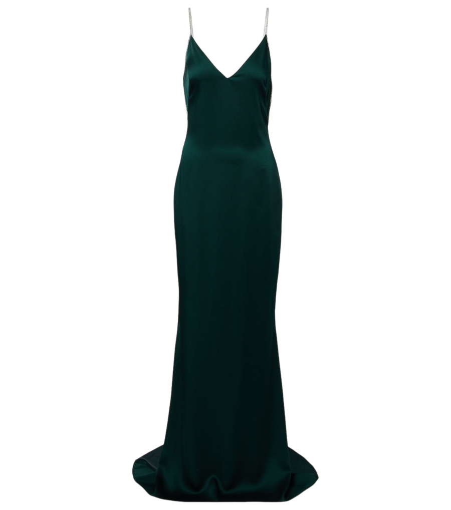 Vestido lencero de satén con adornos de cristal de Tom Ford