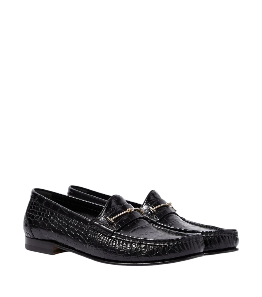Tom Ford Double T croc-effect leather loafers
