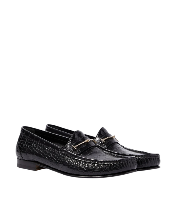 Tom Ford Double T croc-effect leather loafers