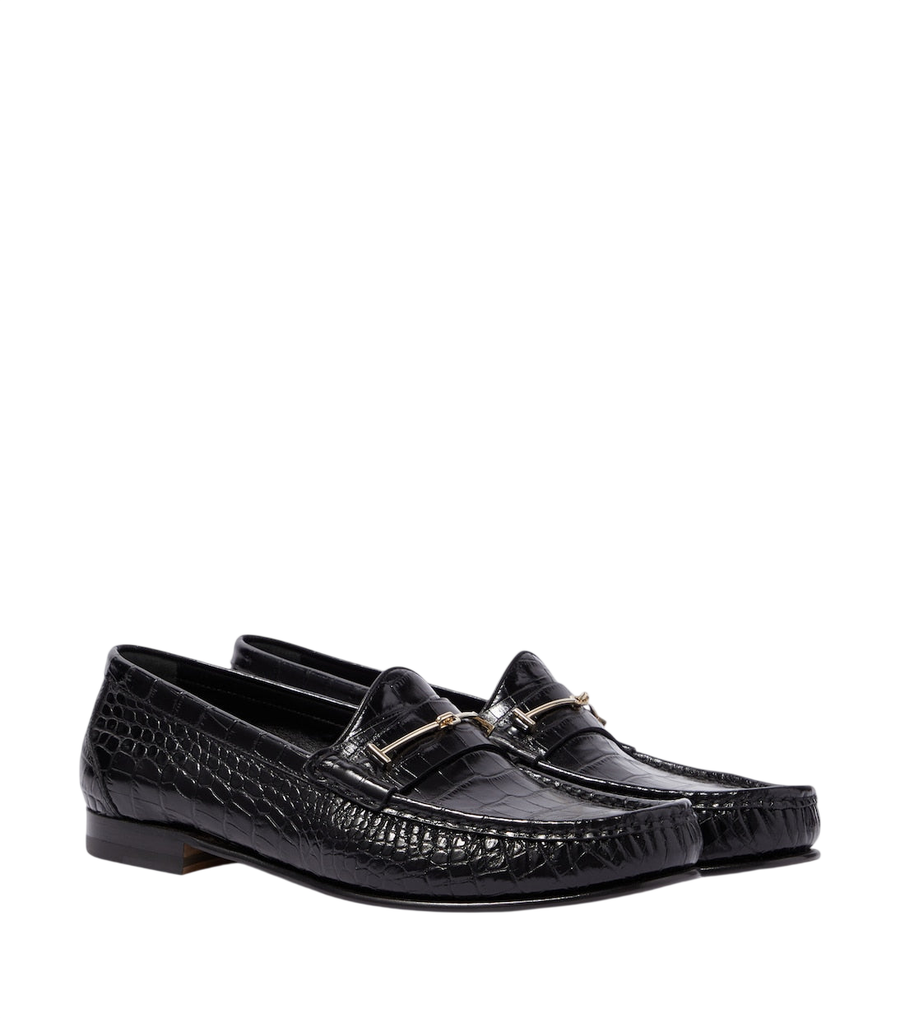 Tom Ford Double T croc-effect leather loafers