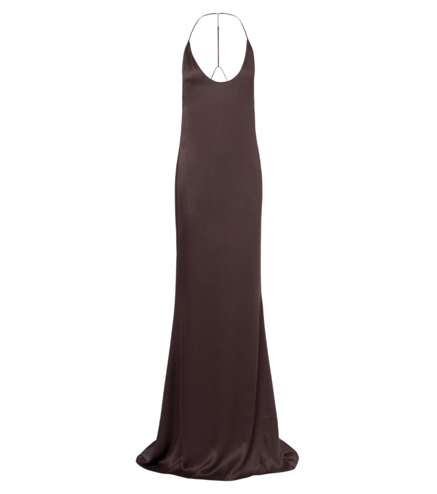 Robe longue drapée à dos nu en soie Tom Ford