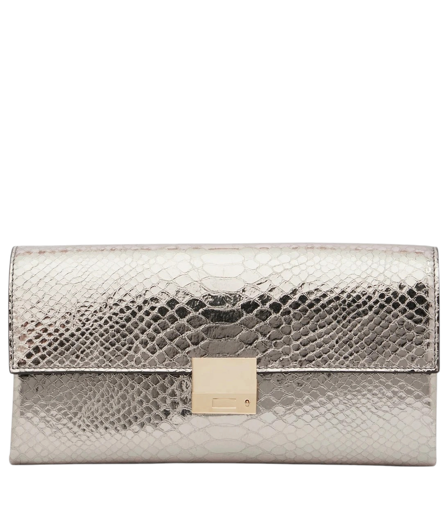 Tom Ford Jean snake-effect metallic leather clutch
