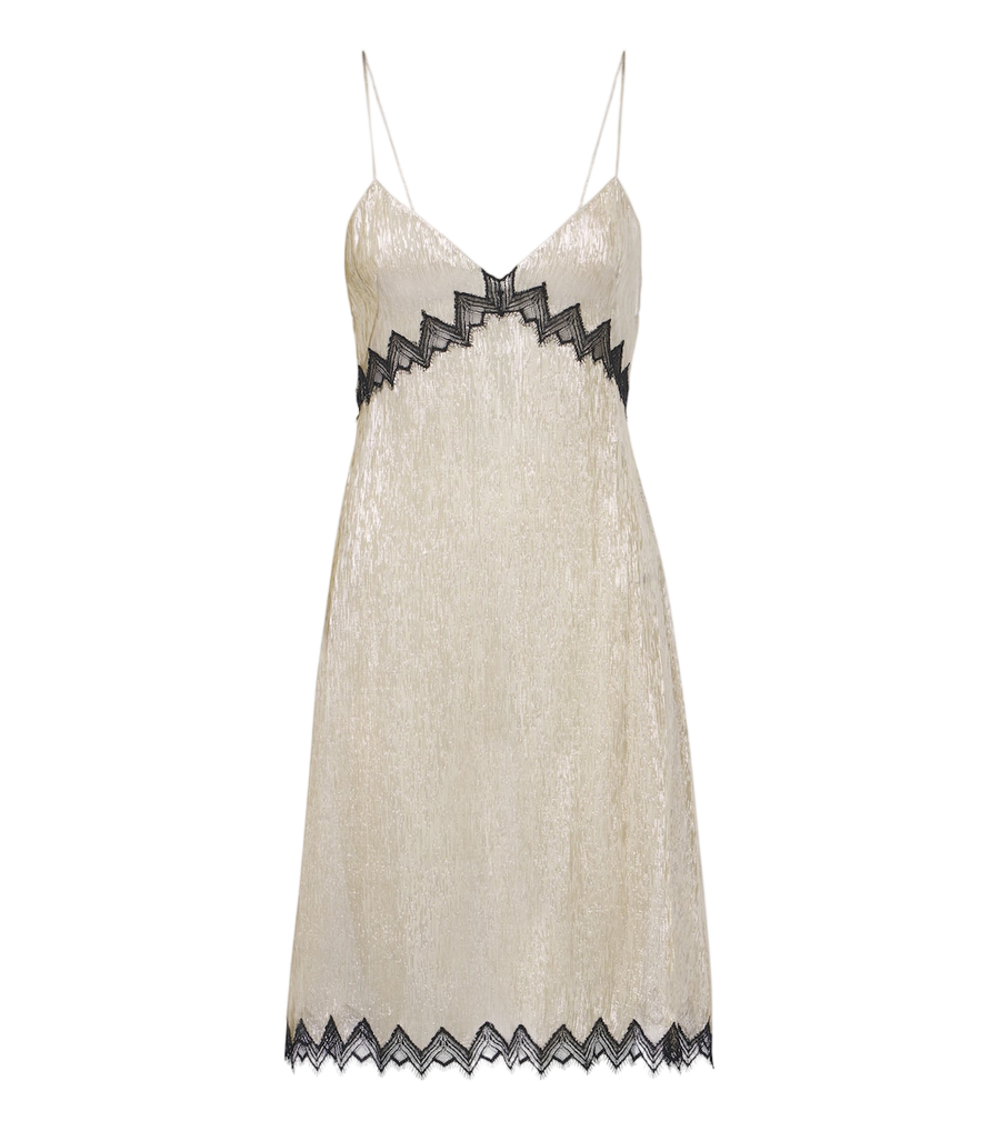 Vestido lencero de mezcla de seda con ribete de encaje de Tom Ford