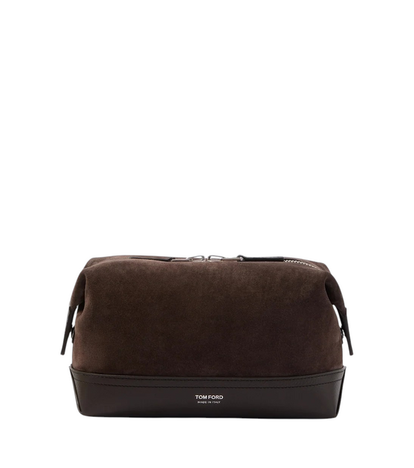 Tom Ford Leather-trimmed suede toiletry bag