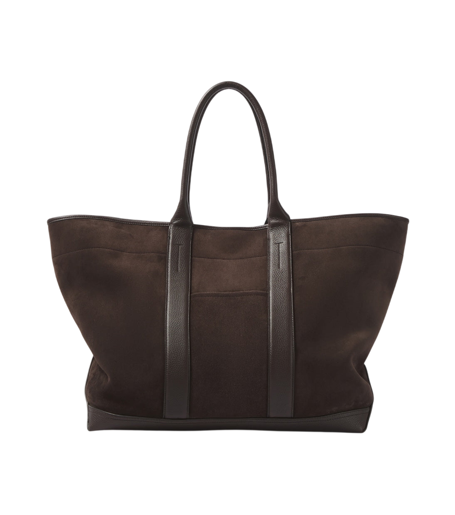 Tom Ford Leather-trimmed suede tote bag
