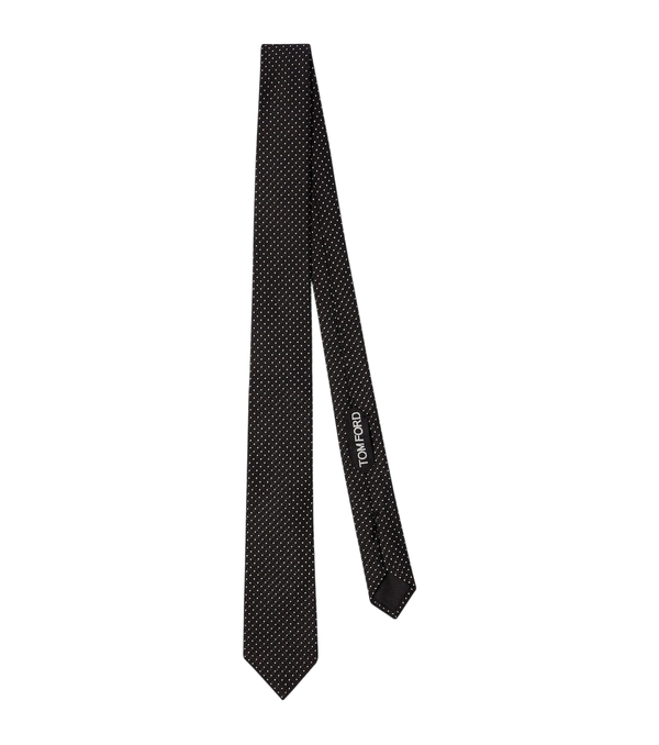 Tom Ford Gravata de seda jacquard com estampa de bolinhas