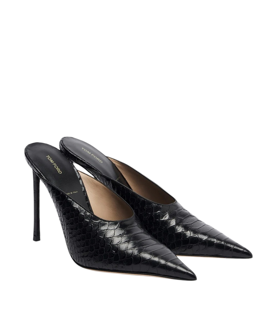 Tom Ford Snake-effect leather mules