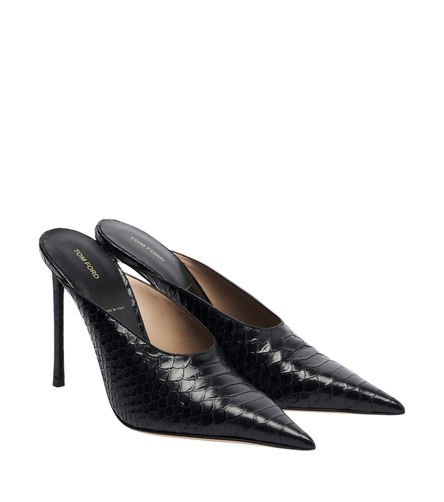 Tom Ford Snake-effect leather mules